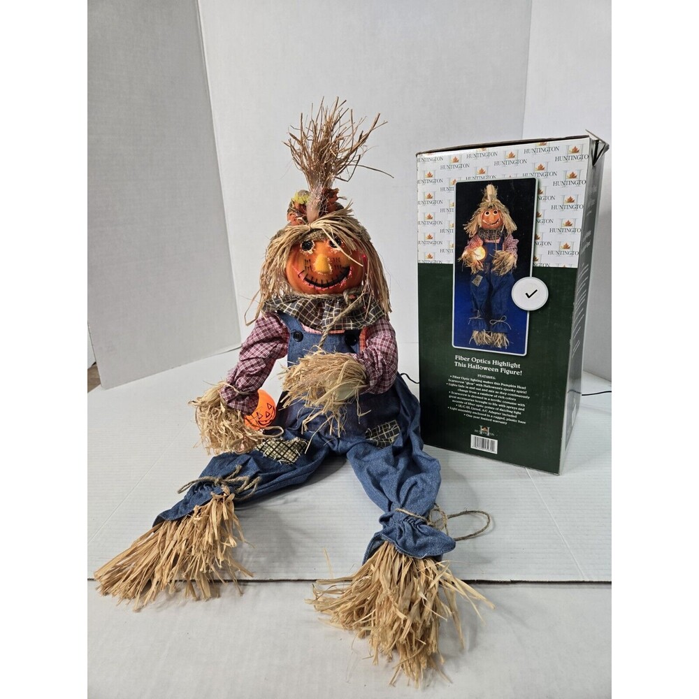 Huntington 24" Tall Fiber Optic Light Up Halloween Figure Scarecrow w/Box-Tested